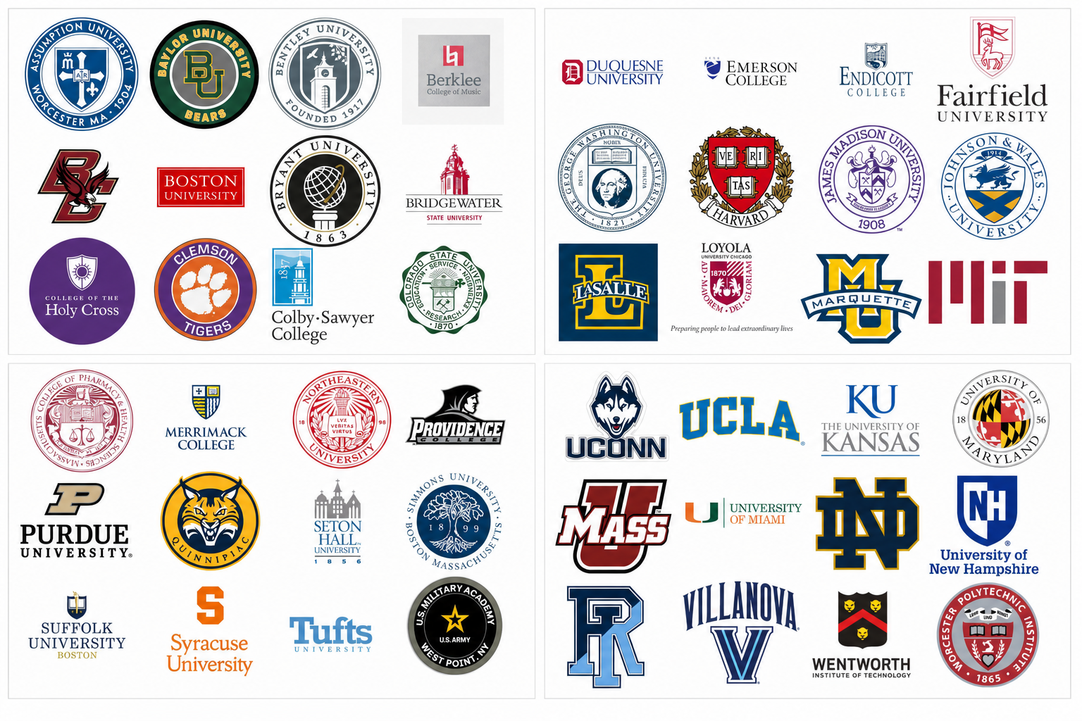 Colleges and universities where Bishop Stang graduates have been accepted