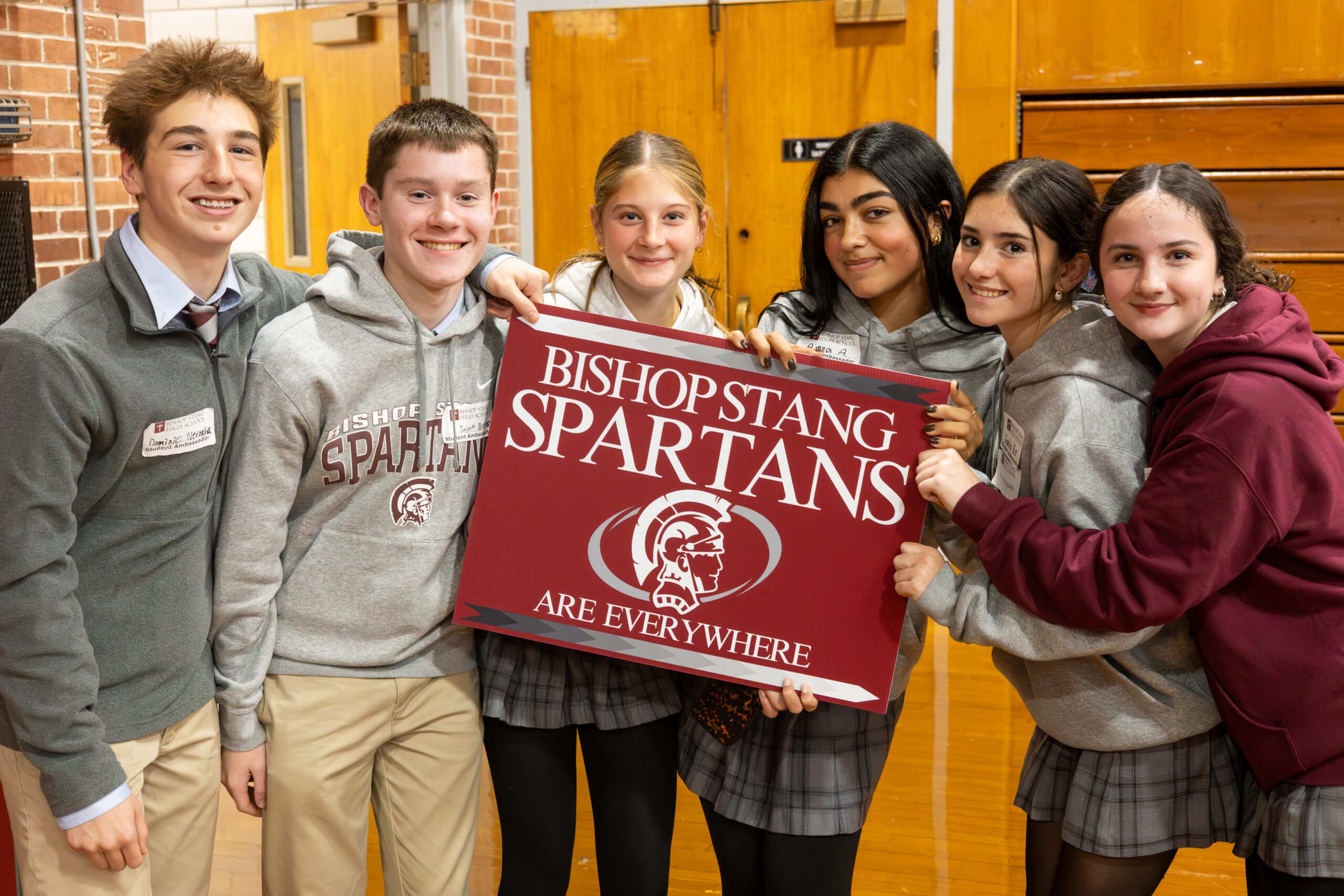 Bishop Stang students gathering together in Spartan Village